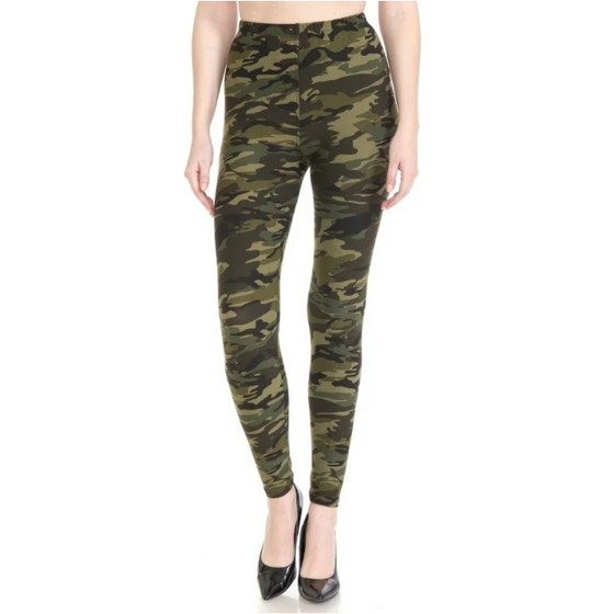 Green Camo Leggings for Women Army / Military Camouflage Pattern Mid Waist  Full Length Workout Pants Perfect for Running, Crossfit and Yoga -   Canada